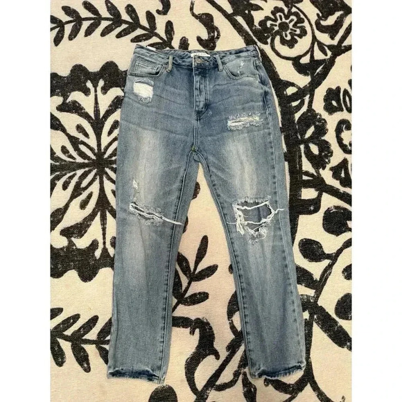 Pacsun Mom Jean Distressed Ripped Jeans Women's size 27 Denim Button up - Picture 1 of 6